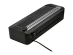 Black laminator with integrated paper trimmer and grid markings