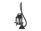 Wet and dry vacuum cleaner with spray extraction nozzle and stainless steel tank