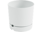 Vaso cilíndrico branco com um pequeno orifício.