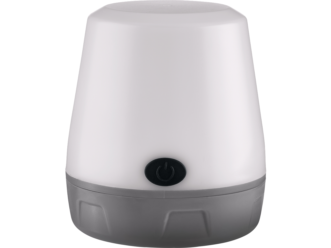 CRIVIT Camping Lamp with a white top and a grey base, featuring a black power button.