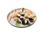 SELECT Sushi Family Tray Sapporo assortii sushivaagen nigiri, maki ja wasabiga.