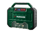 Compressor portátil PARKSIDE verde com display digital e acessórios.