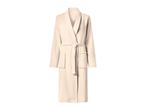Cream-colored bathrobe with a tie belt and pockets.