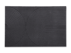 Dunkelgraue Fußmatte mit geometrischem Muster aus vertikalen Linien und Halbkreisen
