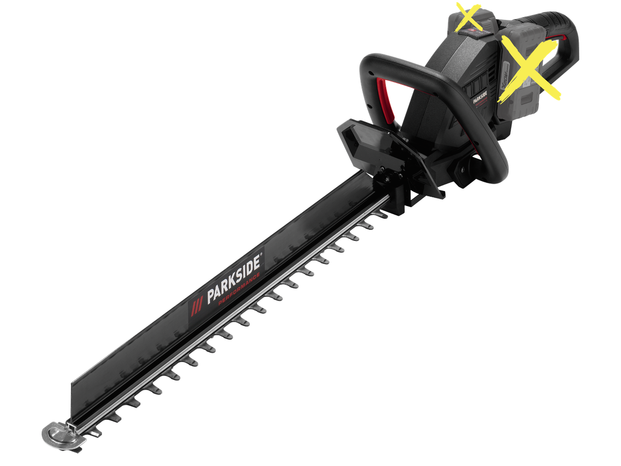 Акумулаторна ножица за жив плет с дълго острие и две батерии