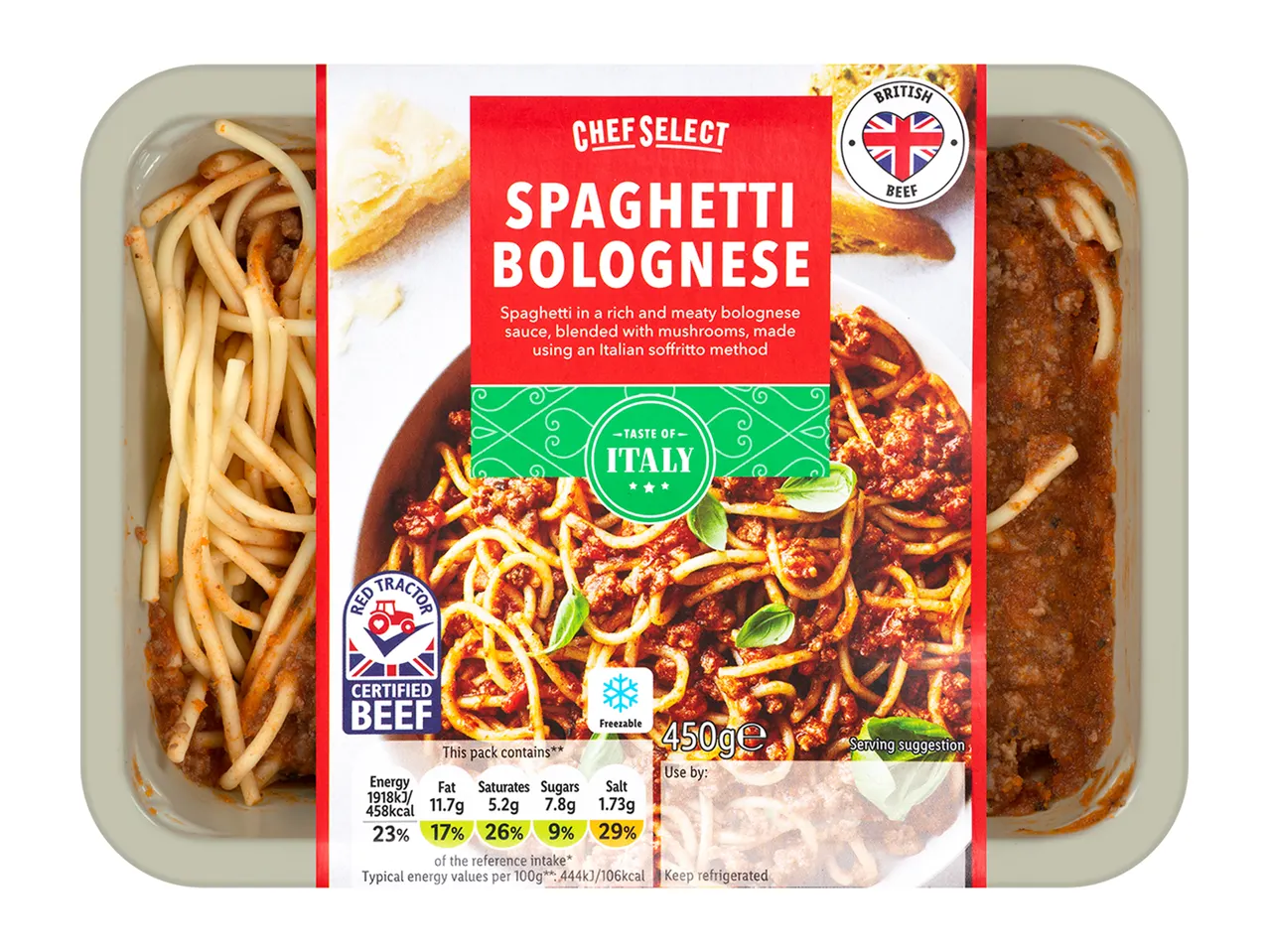 Chef Select: Spaghetti Bolognese, British beef, Italian style.