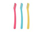 Three colorful eyebrow razors.