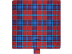 Manta de piquenique LIVARNO com padrão xadrez vermelho, azul e roxo.