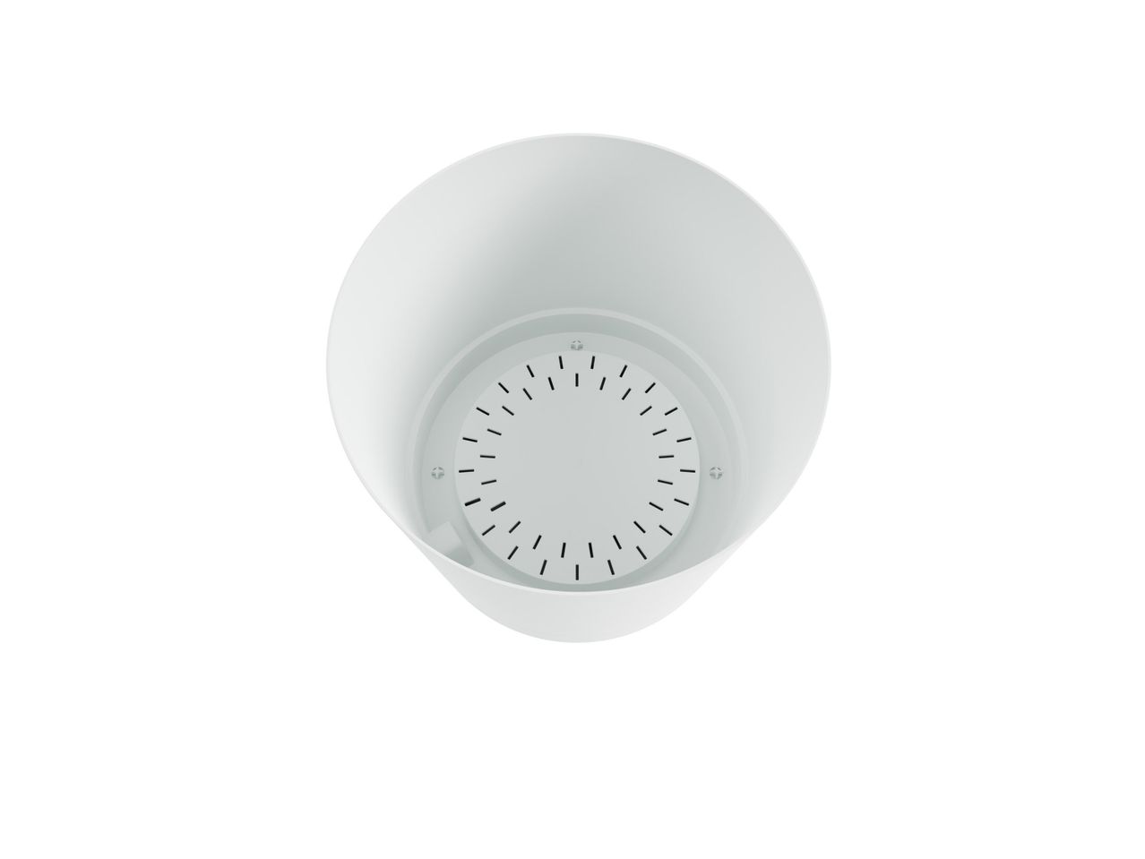White planter with drainage system.