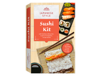 VitAsia sushi kit: bamboo mat, chopsticks, and recipe for Japanese-style sushi.