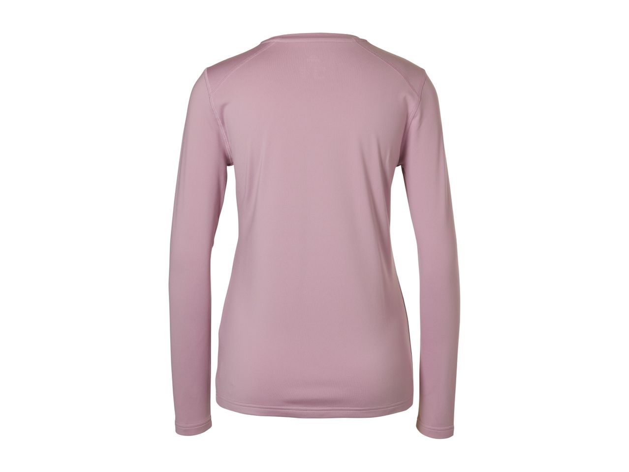 Back view of a women's long-sleeved functional shirt in dusty pink