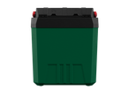 Ladă frigorifică PARKSIDE verde cu detalii negre și roșii.