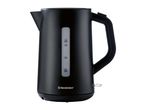 Black electric kettle with a water level indicator showing 0.5L to 1.7L capacity.