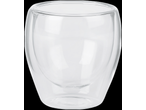 Copo térmico transparente de parede dupla em vidro, para bebidas quentes ou frias.