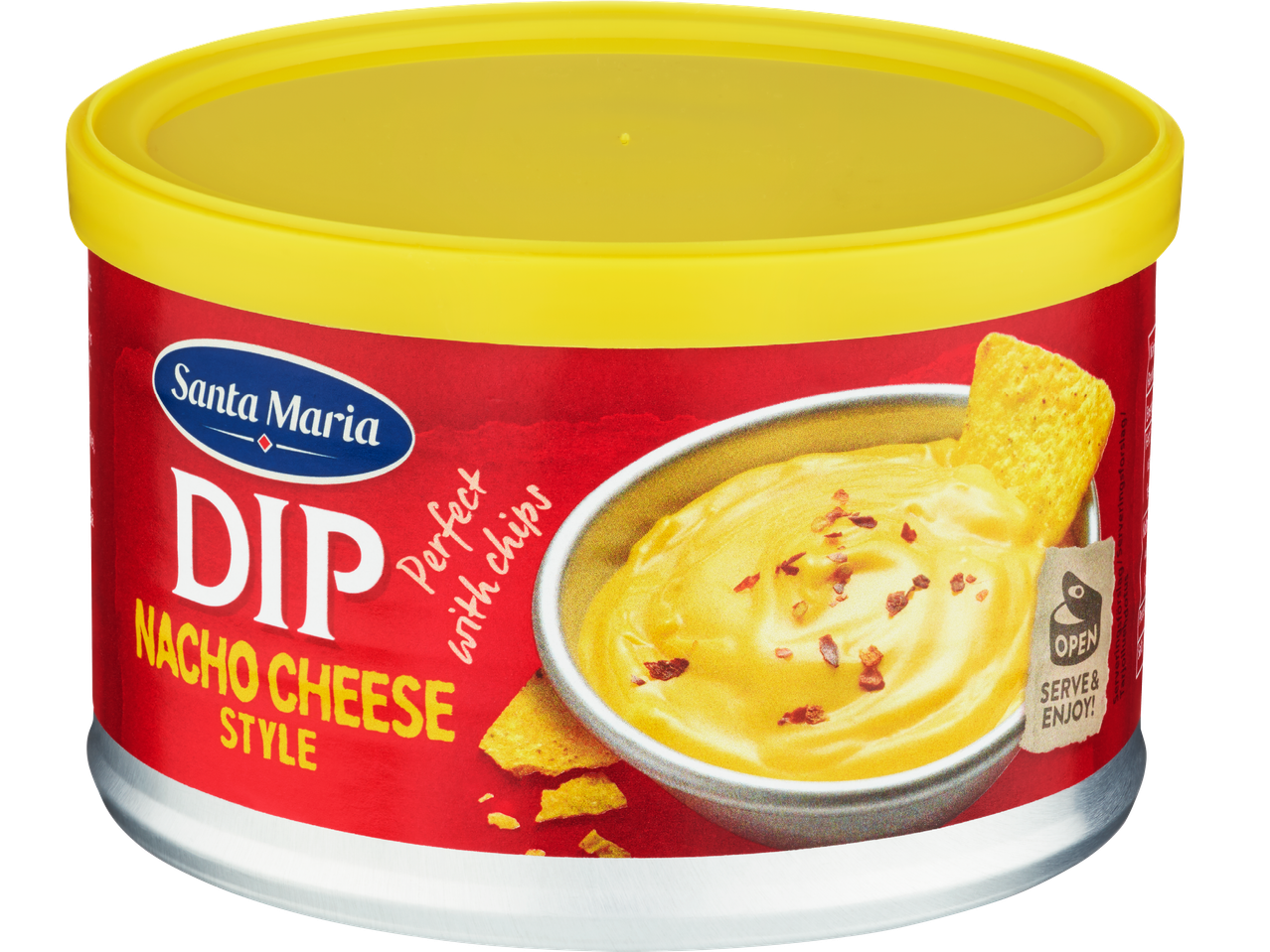 Santa Maria Nacho Cheese Dip med chips.