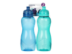 Două sticle Sistema Hydrate, albastră și turcoaz.