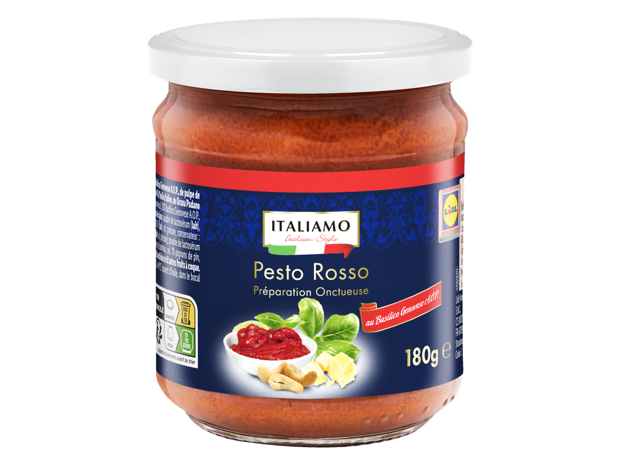 Pesto Rosso ITALIAMO : pot de 180g, style italien.