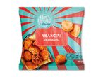 Pose med arancini amatriciana, der viser tilberedningsinstruktioner og vægt på 300g.