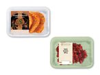 Færdigretter i plastbakker:  Hakket kød og panerede nuggets.
