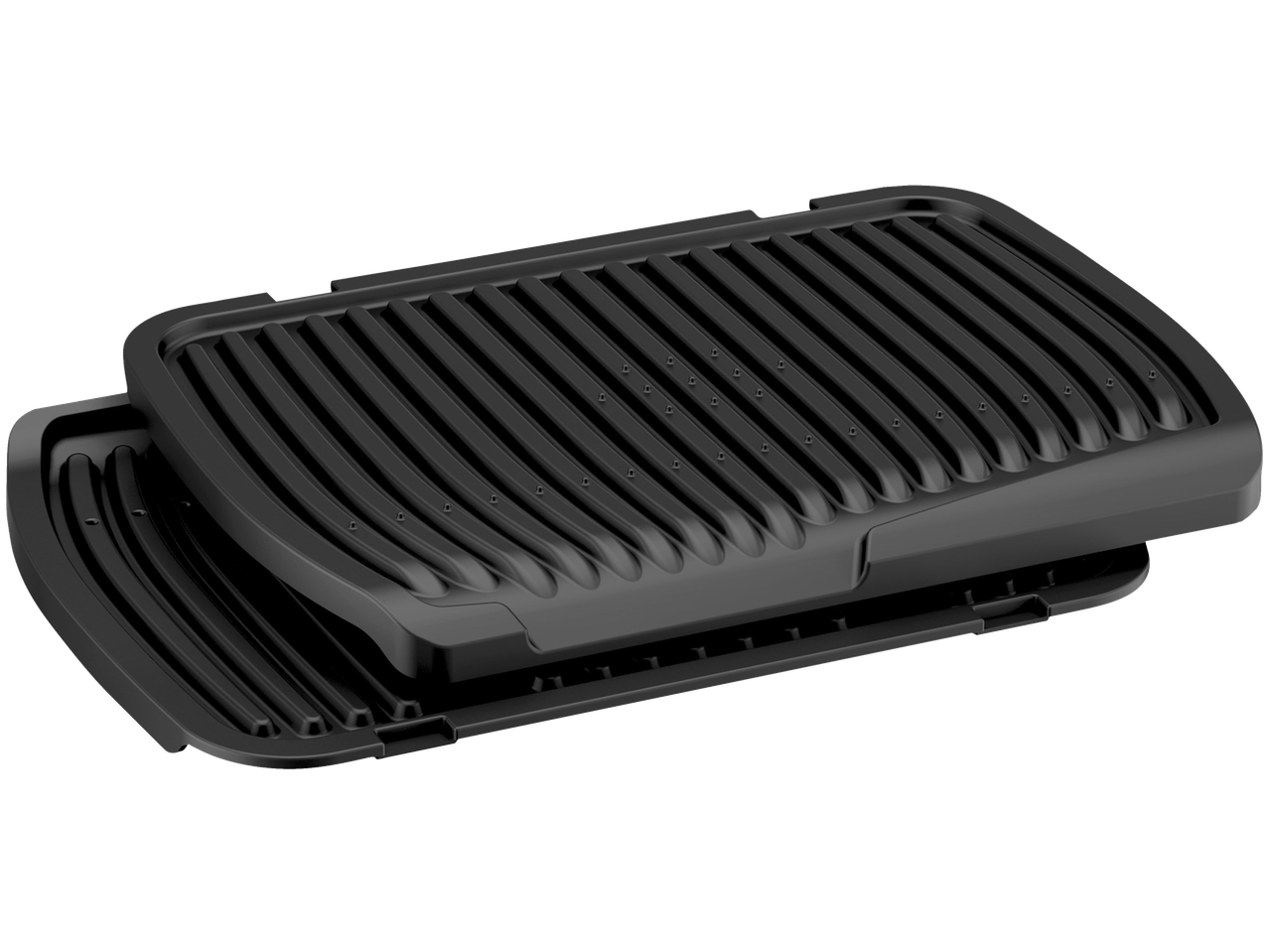 TEFAL 2000 W grill ribiliste küpsetusplaatidega, nurga all rasva äravooluks.