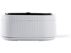 Mini máquina de lavar CLEANMAXX branca com design canelado e mangueira de drenagem.