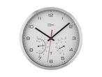 Wall clock with thermometer and hygrometer, showing 1:50 and temperature/humidity readings.