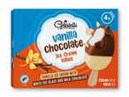 Pakke med vanilje- og chokoladeis på pind, 4 stk., med Rainforest Alliance-certificering.