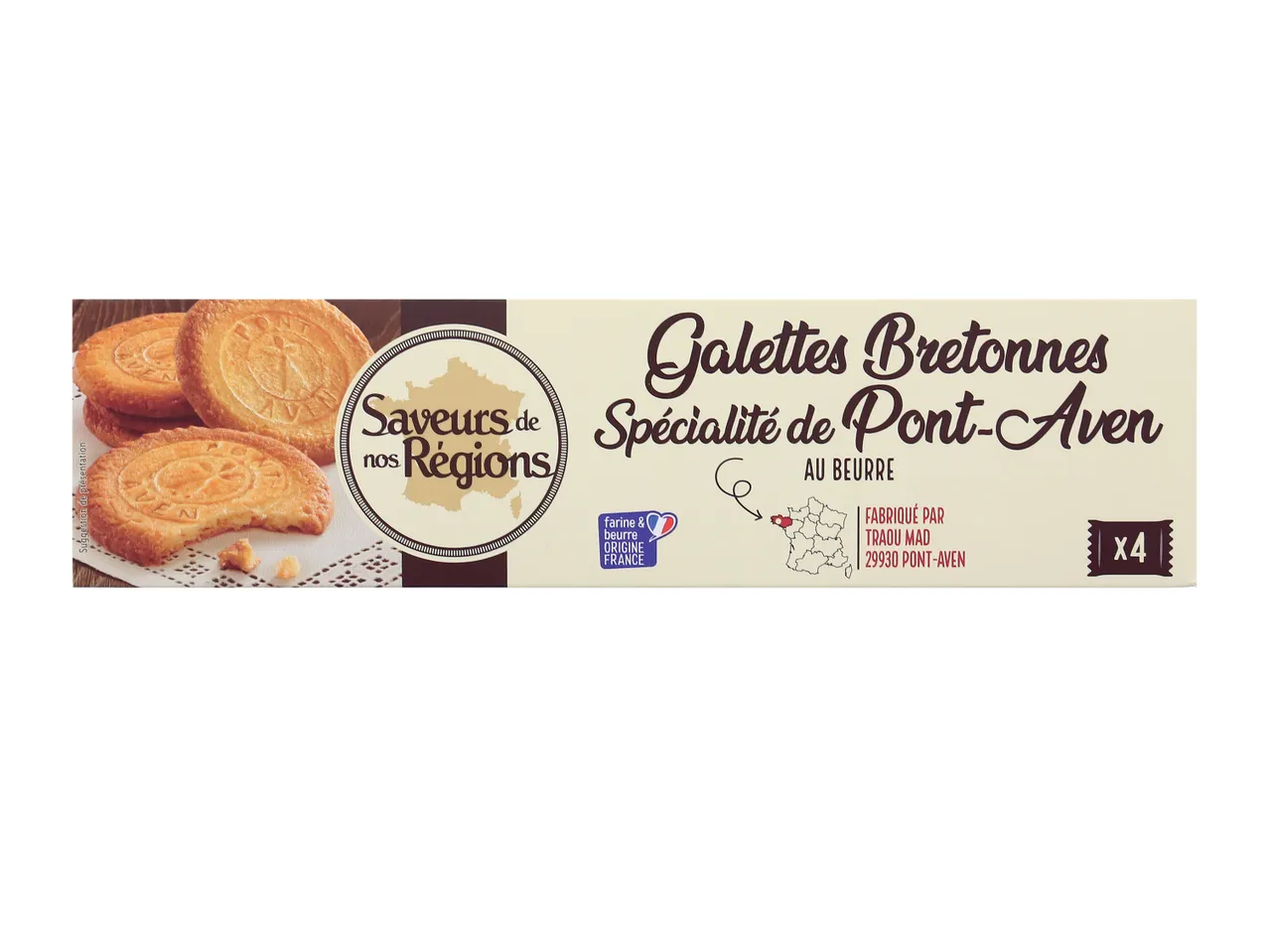 Galettes Bretonnes Pont-Aven au beurre, paquet de 4.