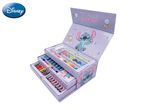 Purple art set with Stitch character, including watercolors, crayons, and markers, with text 'TOTALLY OUT OF THIS WORLD'.