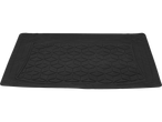 Black trunk mat with an embossed geometric pattern.