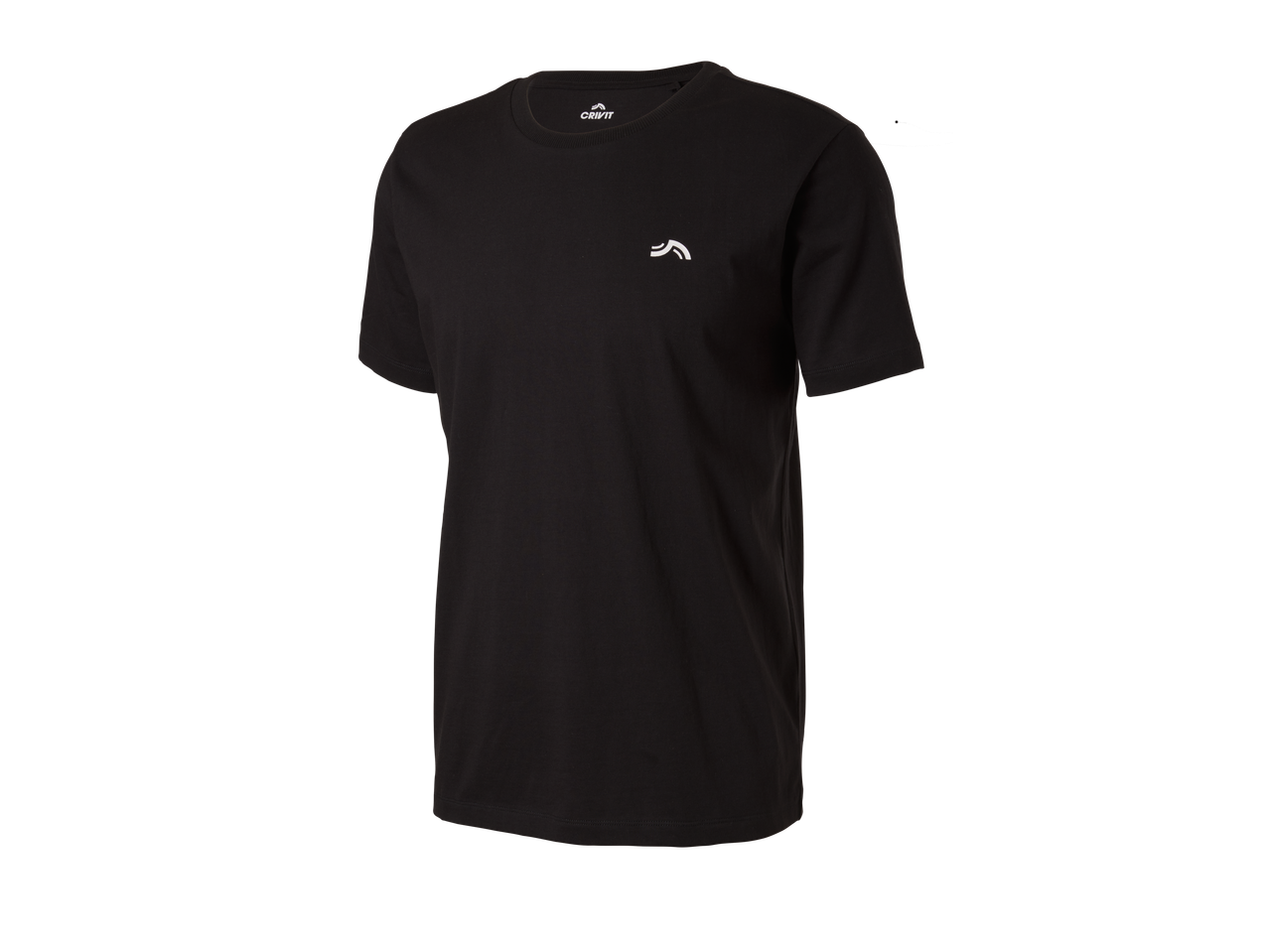 Melns CRIVIT vīriešu sporta T-krekls ar baltu logotipu