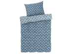 Комплект спално бельо с десен на сини листа.