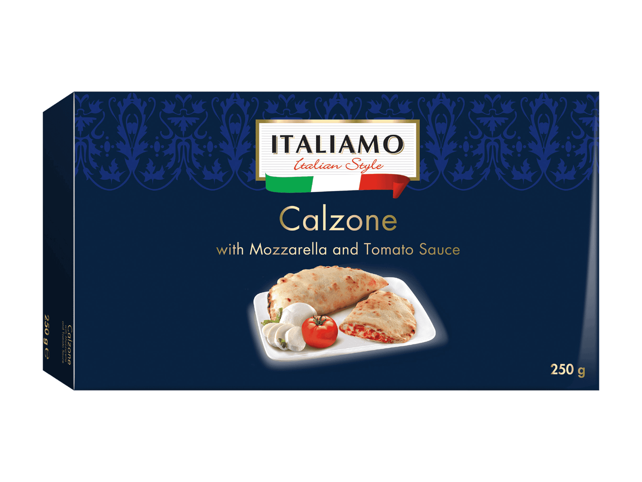 Italiamo Calzone -pakkaus mozzarellalla ja tomaattikastikkeella, 250 g.