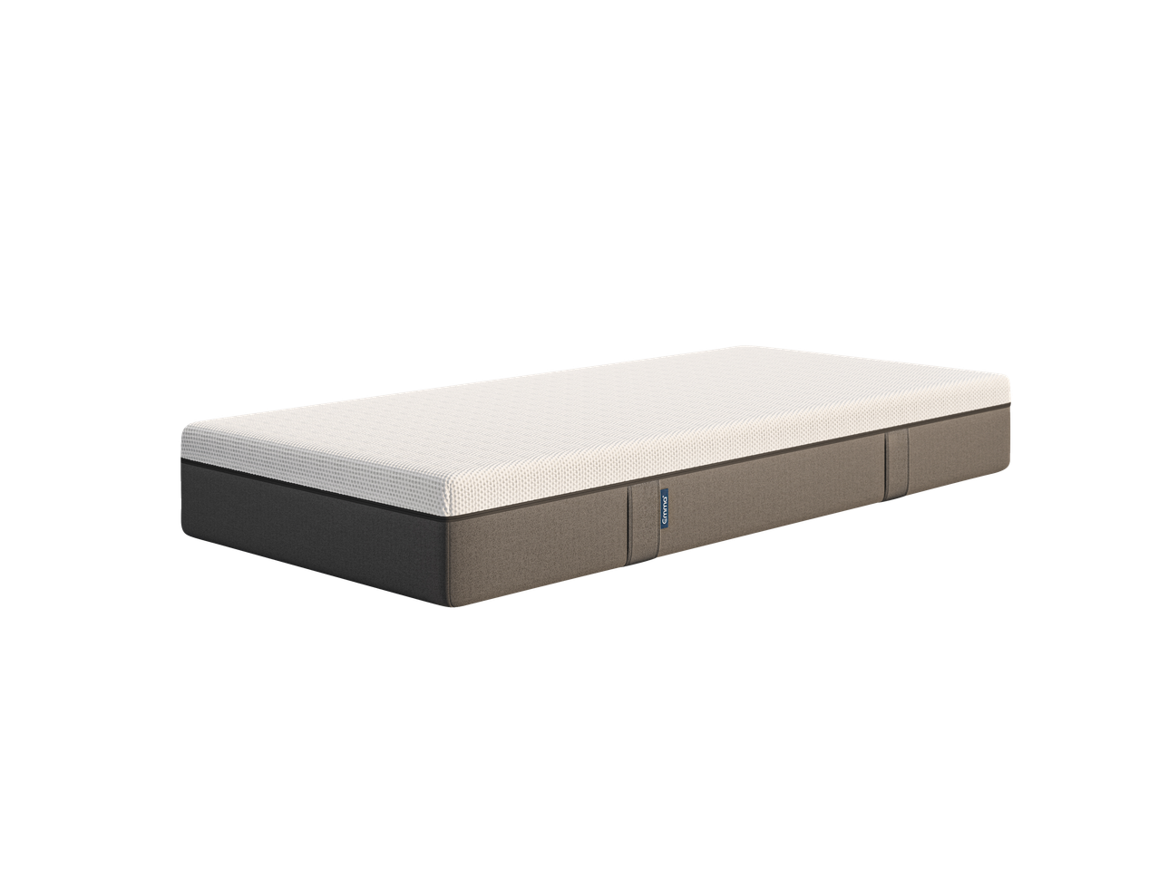 Emma mattress, a twin-size memory foam mattress with a gray base.