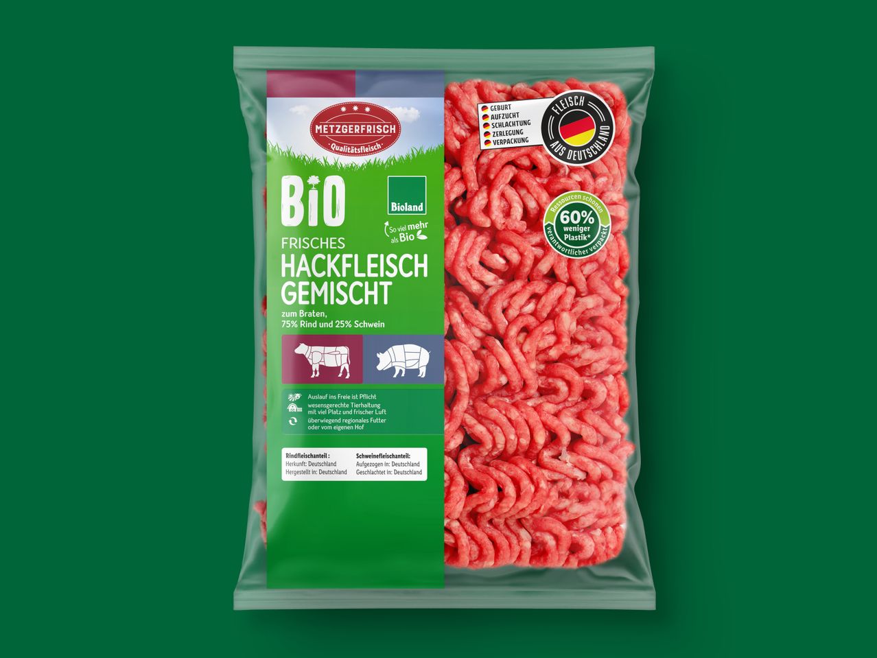 Bioland Bio Hackfleisch, Rind und Schwein.