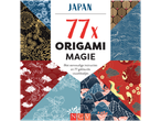 Origamiboek met 77 gekleurde vouwblaadjes en traditionele Japanse patronen.