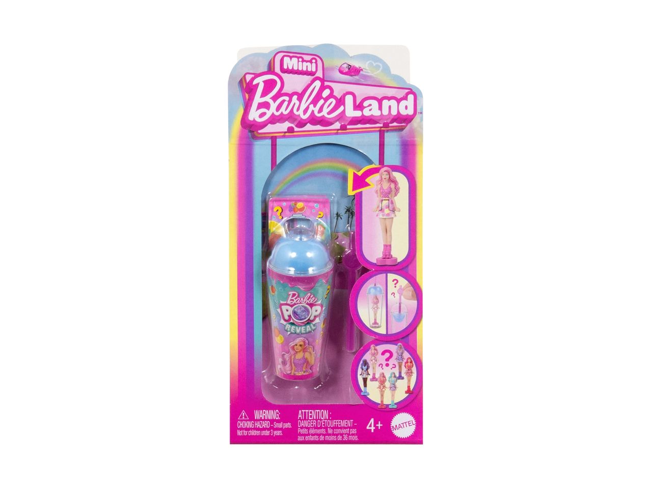 A Barbie Pop Reveal Mini Barbie Land toy set in its packaging.
