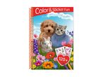 Color & Sticker Fun activity book featuring adorable pets and flowers.