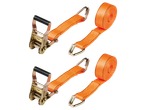 Two orange ratchet straps with tie-down hardware.
