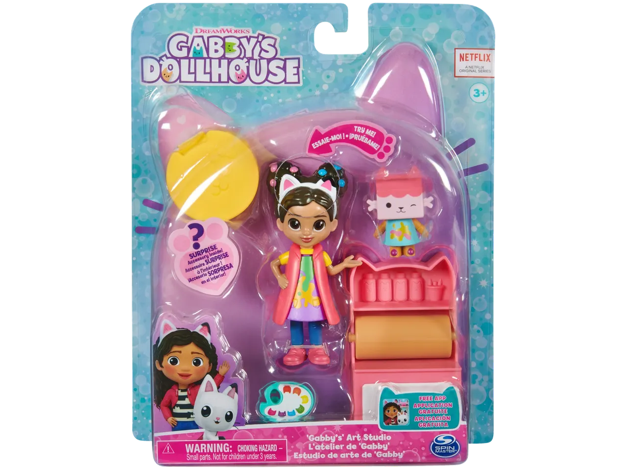 Gabby's Dollhouse 'Gabby's Art Studio' žaidimų rinkinys su Gabby figūrėle ir priedais.