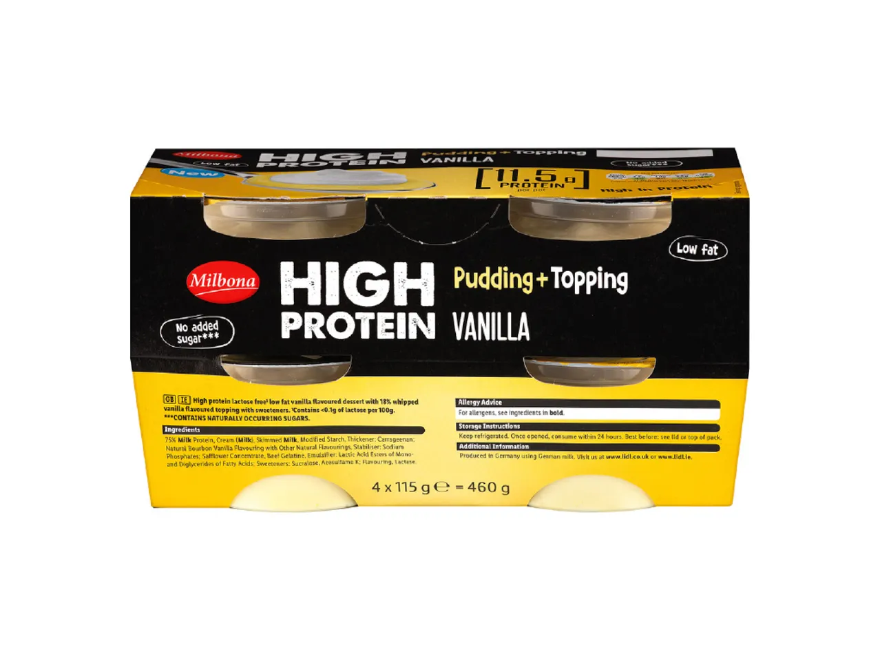 Go to full screen view: Milbona 4 High Protein Puddings with Topping - Image 2