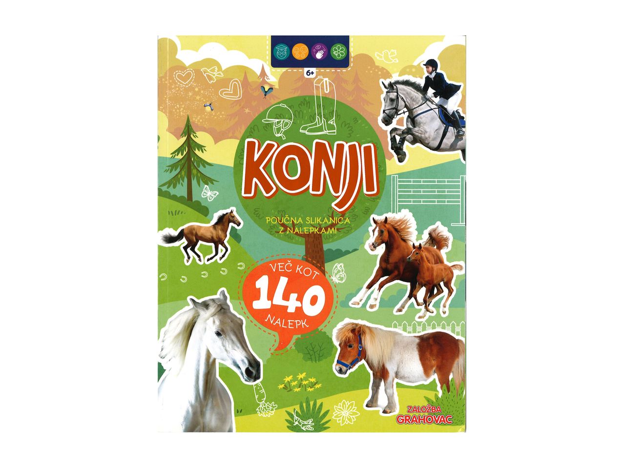 Knjiga o konjih s 140 nalepkami.