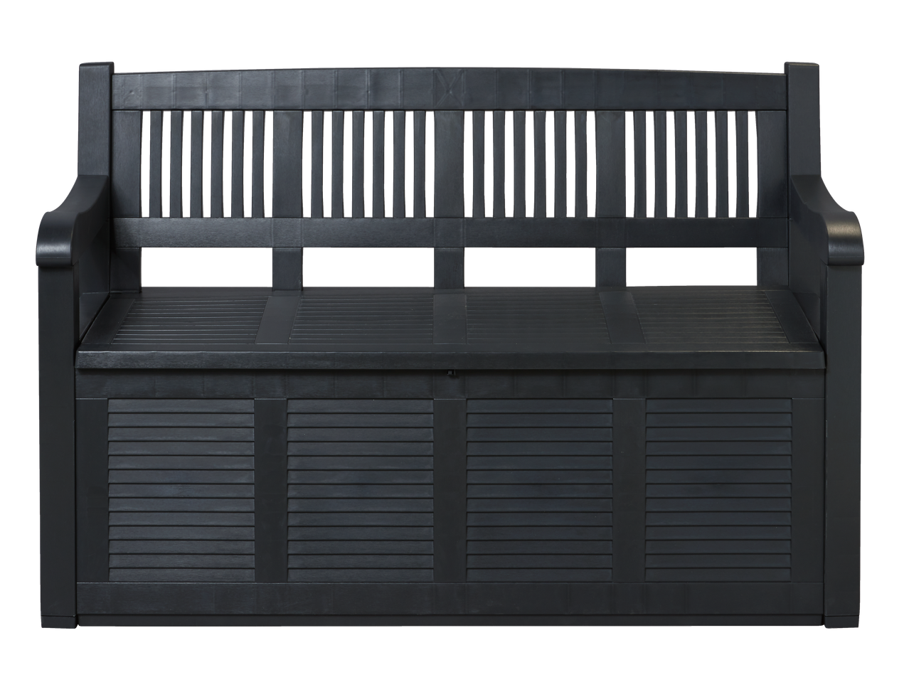 Bancă de grădină LIVARNO antracit cu spătar și spațiu de depozitare.