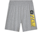 Shorts cinza Pokémon com estampa amarela.