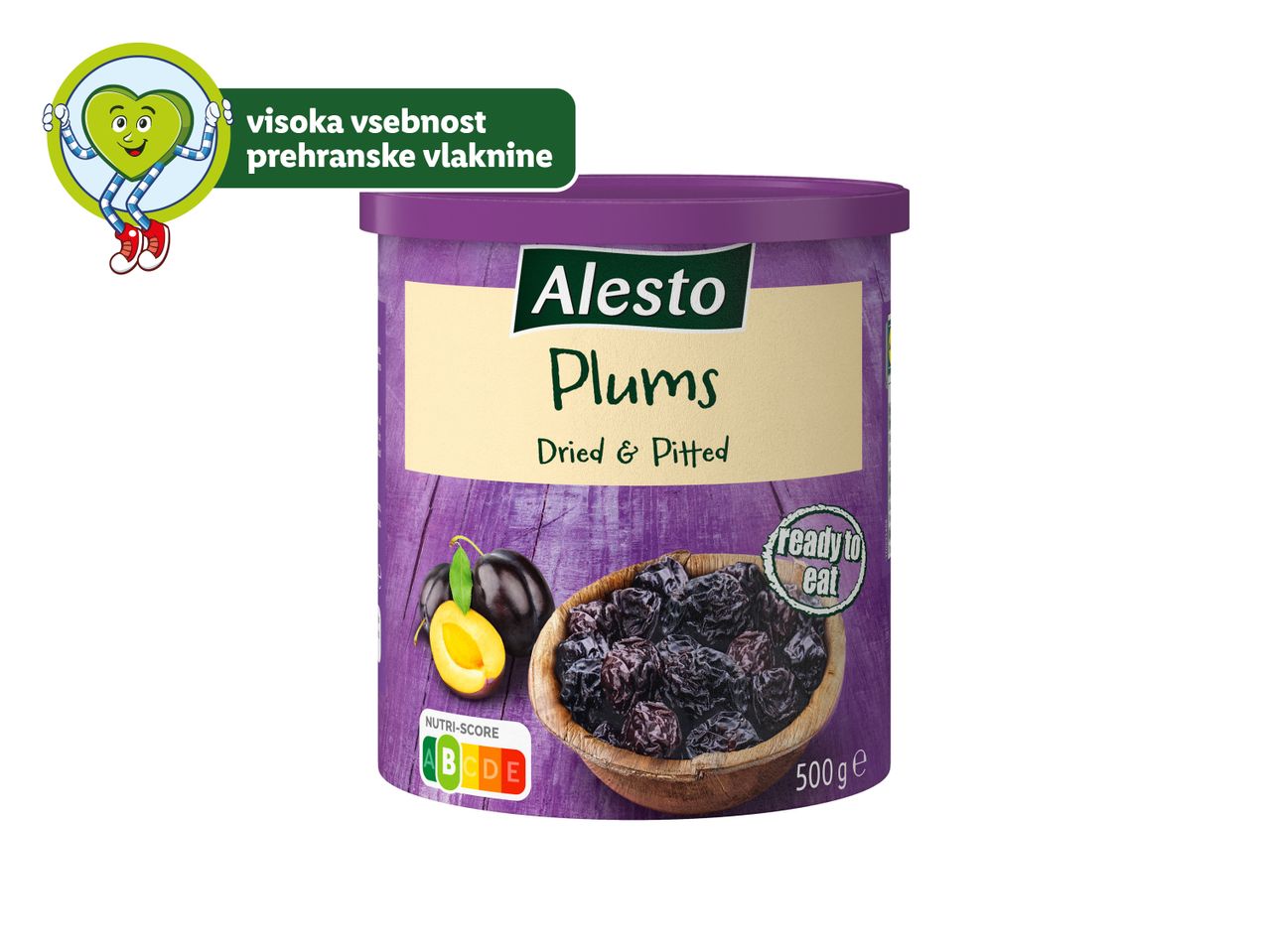 Suhe slive Alesto, brez koščic, pripravljene za uživanje.