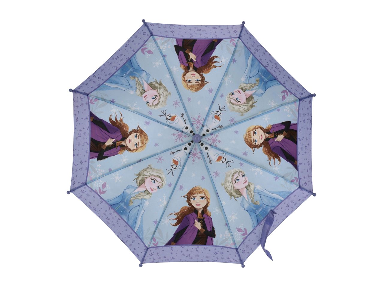 Frozen-themed umbrella featuring Anna, Elsa, and Olaf characters.