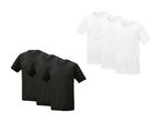 Tre hvide og tre sorte Parkside t-shirts.