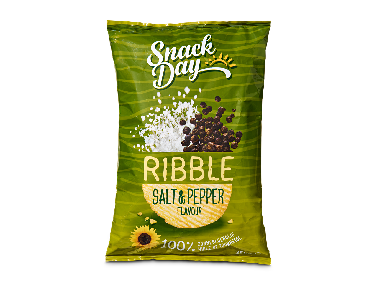 Zak Snack Day Ribble chips, zout & peper smaak.