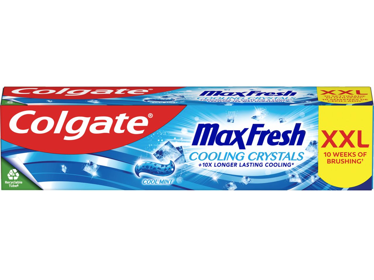 Паста за зъби Colgate MaxFresh XXL с кристали за охлаждане.