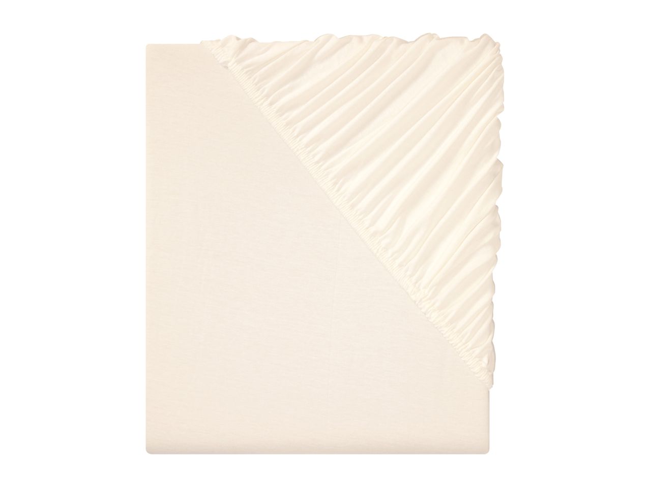 Cream mattress protector and fitted sheet.